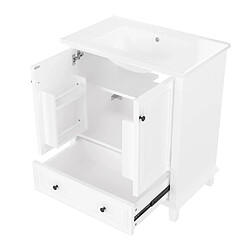 OKWISH Meuble vasque au sol blanc 76 x 46 x 87 cm avec vasque en céramique pas cher