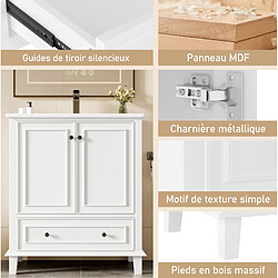 Avis OKWISH Meuble vasque au sol blanc 76 x 46 x 87 cm avec vasque en céramique