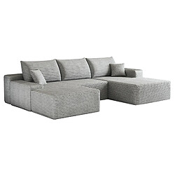 Acheter OKWISH Canapé panoramique 4 places 270 cm en velours côtelé gris