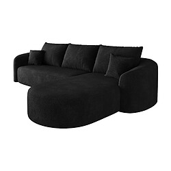 OKWISH Canapé d'angle en L 266 cm 4 places chenille noire pas cher