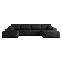 OKWISH Canapé d’angle modulable noir 5 places en tissu côtelé, 340 cm pas cher