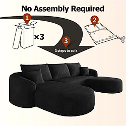 Avis OKWISH Canapé d'angle panoramique en U 5 places 266 cm chenille noir