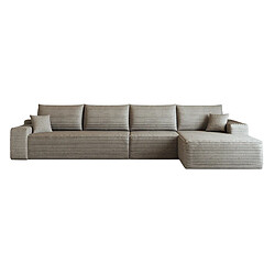 OKWISH Canapé d’angle 4 places camel en velours côtelé, 340 cm pas cher