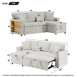Acheter OKWISH Canapé d'angle convertible 4 places beige en flanelle avec rangement
