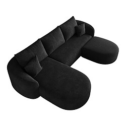 OKWISH Canapé d'angle panoramique en U 5 places 266 cm chenille noir pas cher