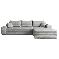 OKWISH Canapé d'angle 3 places 270 cm en velours côtelé gris pas cher