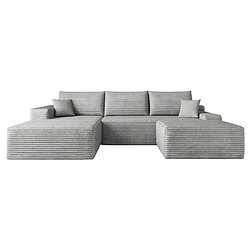 Acheter OKWISH Canapé d’angle modulaire 4 places en velours côtelé gris, 270 cm