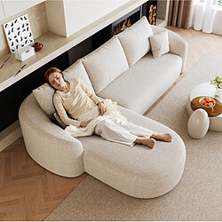 Avis OKWISH Canapé d’angle gauche 4 places 266 cm en chenille blanche