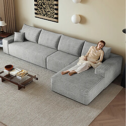 Avis OKWISH Canapé d'angle modulaire 4 places gris en velours côtelé, 340 cm