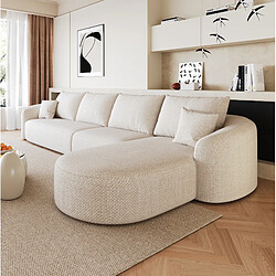 Avis OKWISH Canapé d'angle modulable 5 places en chenille blanc 336 cm