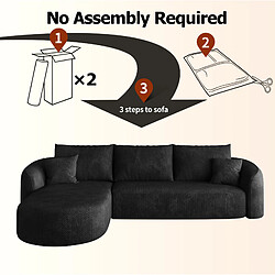 Avis OKWISH Canapé d'angle modulable noir en chenille 266 cm, 4 places
