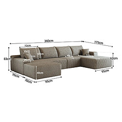Acheter OKWISH Canapé d'angle 5 places 340 cm en velours côtelé camel