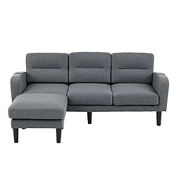 Acheter OKWISH Canapé d'angle 3 places gris avec méridienne, 204 x 136 x 80 cm