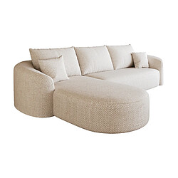 OKWISH Canapé d’angle gauche 4 places 266 cm en chenille blanche pas cher