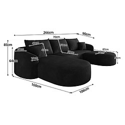 Acheter OKWISH Canapé d'angle panoramique en U 5 places 266 cm chenille noir