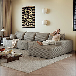 Avis OKWISH Canapé d’angle 4 places camel en velours côtelé, 340 cm