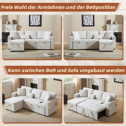 Avis OKWISH Canapé d'angle convertible 4 places beige en flanelle avec rangement