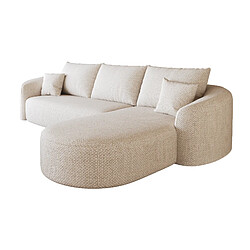 OKWISH Canapé d'angle modulable 4 places 266 cm en chenille blanc pas cher