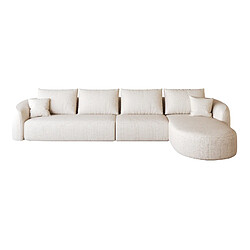 OKWISH Canapé d'angle modulable 5 places en chenille blanc 336 cm pas cher