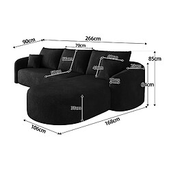 Acheter OKWISH Canapé d'angle en L 266 cm 4 places chenille noire