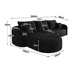 Acheter OKWISH Canapé d'angle modulable noir en chenille 266 cm, 4 places