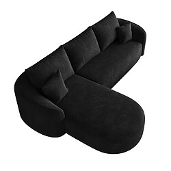 OKWISH Canapé d'angle modulable noir en chenille 266 cm, 4 places pas cher