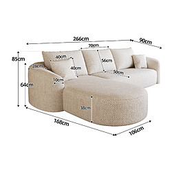 Acheter OKWISH Canapé d’angle gauche 4 places 266 cm en chenille blanche