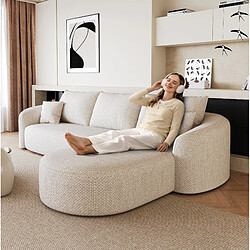 Avis OKWISH Canapé d'angle modulable 4 places 266 cm en chenille blanc