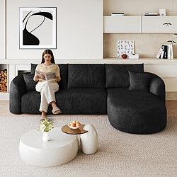 Avis OKWISH Canapé d'angle en L 266 cm 4 places chenille noire