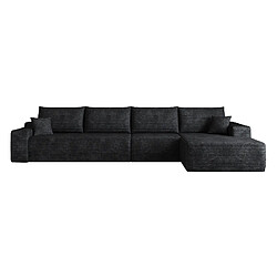OKWISH Canapé d'angle en L 340 cm velours côtelé noir pas cher