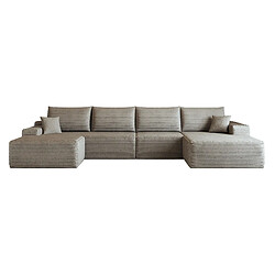OKWISH Canapé d'angle 5 places 340 cm en velours côtelé camel pas cher