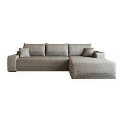 OKWISH Canapé d'angle 3 places 270 cm en velours côtelé camel pas cher