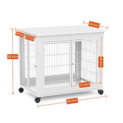 Acheter OKWISH Niche d'intérieur blanche style meuble à roulettes, 80 x 56 x 69,5 cm
