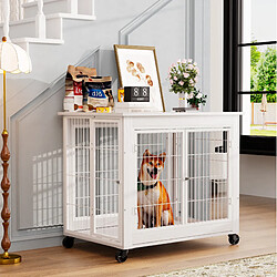 Avis OKWISH Niche d'intérieur blanche style meuble à roulettes, 80 x 56 x 69,5 cm
