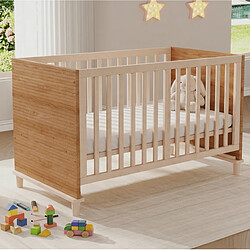 Avis OKWISH Lit bébé à barreaux 70 x 140 cm en bois et MDF naturel