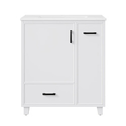 OKWISH Meuble vasque au sol blanc 76,5 x 47 x 82 cm avec vasque en céramique pas cher