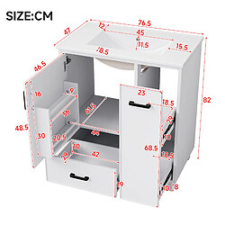 Acheter OKWISH Meuble vasque au sol blanc 76,5 x 47 x 82 cm avec vasque en céramique