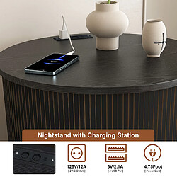 Avis OKWISH Table de chevet ronde noire avec charge USB, MDF, 60 cm