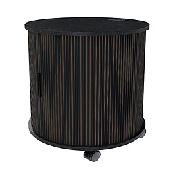 OKWISH Table de chevet ronde noire avec charge USB, MDF, 60 cm pas cher