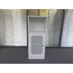 Avis OKWISH Meuble bas de salle de bain blanc à poser, porte à lamelles, 36 x 30 x 86 cm