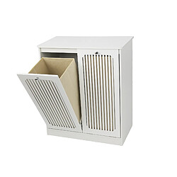 OKWISH Meuble à linge blanc à 2 compartiments, 66 x 35 x 76 cm pas cher