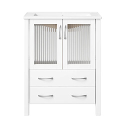 OKWISH Meuble sous-vasque au sol 61 cm blanc brillant avec vasque en céramique pas cher