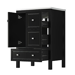 OKWISH Meuble vasque au sol noir 62 x 47 x 90 cm, 3 tiroirs et 1 porte pas cher