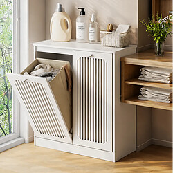Avis OKWISH Meuble à linge blanc à 2 compartiments, 66 x 35 x 76 cm