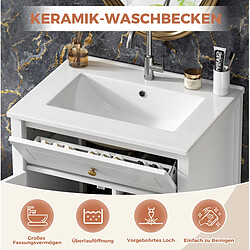 Avis OKWISH Meuble vasque au sol 61 cm blanc brillant avec vasque en céramique