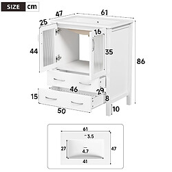 Acheter OKWISH Meuble sous-vasque au sol 61 cm blanc brillant avec vasque en céramique