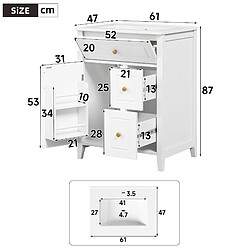 Acheter OKWISH Meuble vasque au sol 61 cm blanc brillant avec vasque en céramique