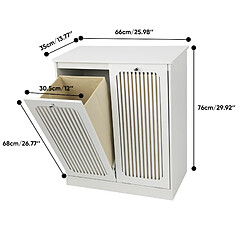 Acheter OKWISH Meuble à linge blanc à 2 compartiments, 66 x 35 x 76 cm