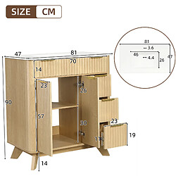 Acheter OKWISH Meuble vasque au sol 81 cm, bois naturel, 3 tiroirs et 2 portes