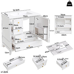 Acheter OKWISH Meuble sous-vasque blanc 76,5 cm avec vasque en céramique